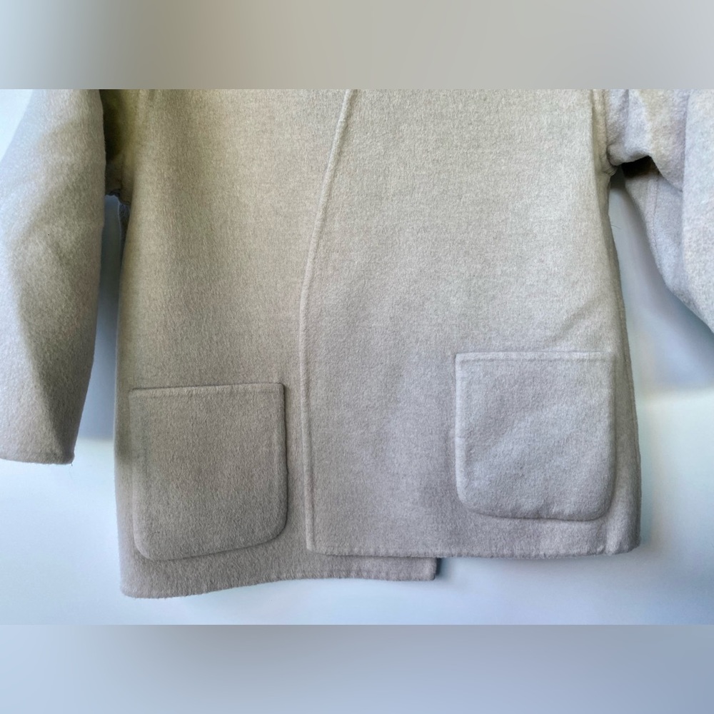 Max Mara Reversible Wool & Angora Short Wrap Coat, Blue & Gray, size It 42, US 6 - Picture 9 of 15